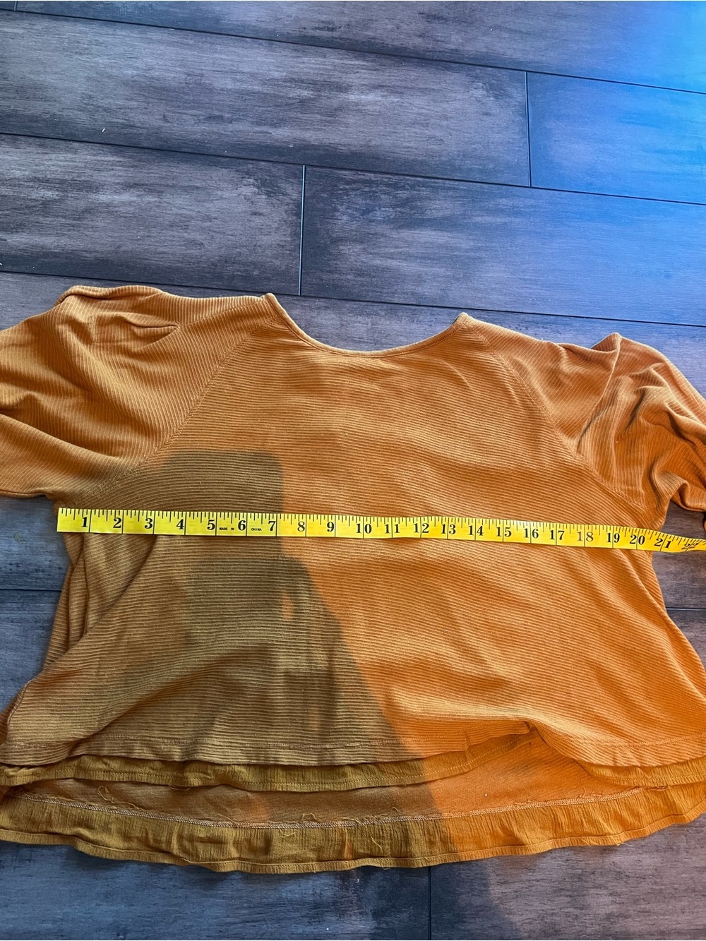 Free People Billie Ribbed Balloon Long Sleeve Blouse Brown Top Small Mustard - Picture 6 of 10